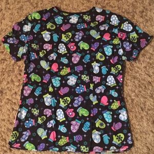 White Cross Winter Mitten Vneck Scrubs